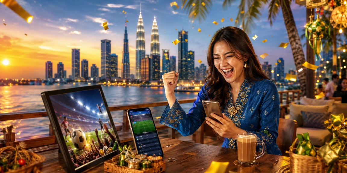 Pemain kasino mudah alih di Kuala Lumpur memakai baju kurung menikmati platform 6030